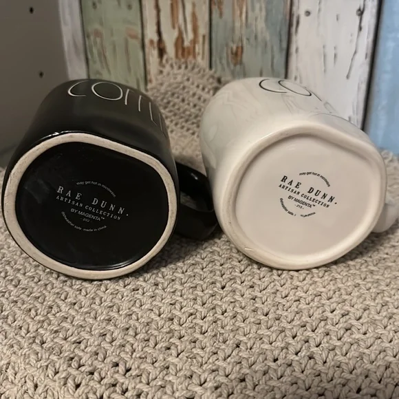 Rae Dunn Coffee Mugs- Set of 2 Black & White - Picture 4 of 5
